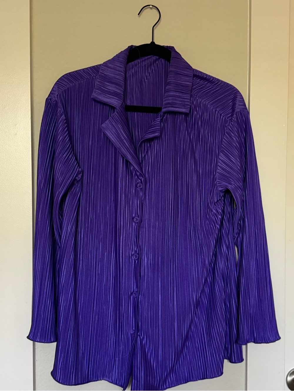 Amazon Essentials Purple Pleated Button-Front Blouse